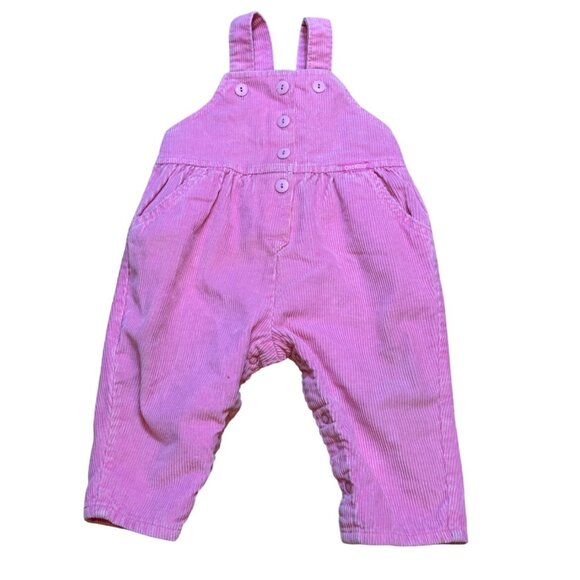 Vintage 90s Osh Kosh B Gosh Pink Corduroy Vestbak Overalls Ruffle Trim Buttons 1 - Picture 1 of 9